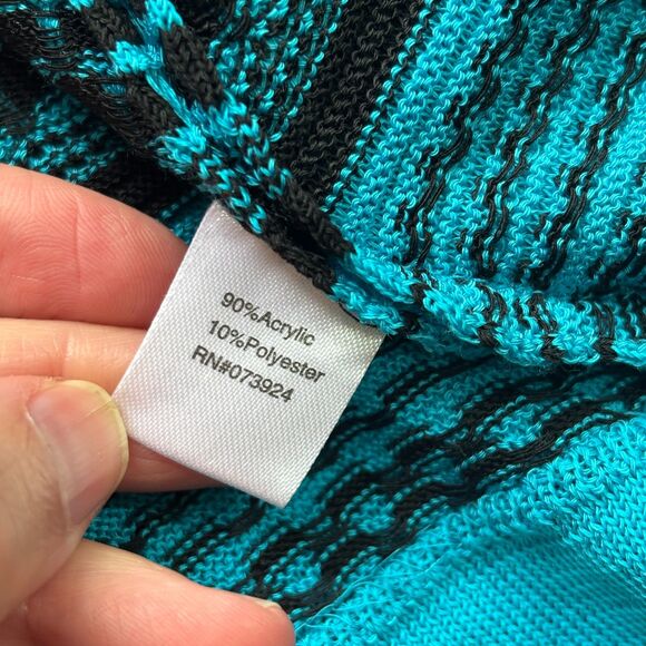 Ming Wang Knit Cardigan Sweater Jacket Women's MP Blue Black Stripe Open Career - Picture 4 of 7